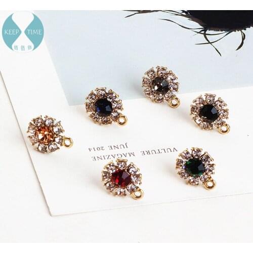 DIY handmade jewelry accessories Korea alloy earrings flowers with hanging earrings earrings pendant pendant material