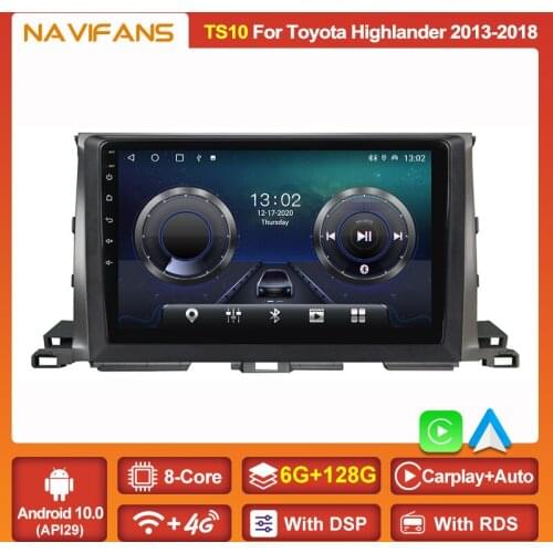 Android 11 Car Radio Multimedia Player For Toyota Highlander 3 XU50 2013-2018 GPS Navigation IPS Split Screen WIFI Carplay Auto