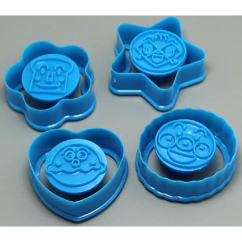 Free Shipping FDA High Quality 4pcs Plastic Funny DIY Cookie Stamps Set