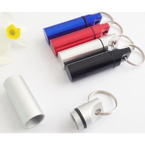 1pc Waterproof Aluminum Pill Box Medicine Case Container Bottle Holder Keychain Carabiner Outdoor Pill Case PillBox 4 Colors