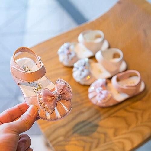 Childrens cute pearl bowknot girls sandals 2021 new summer toddler sandals girls princess shoes