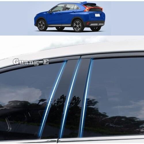 For Mitsubishi Eclipse Cross 2018-2022 Car PC Material Pillar Post Cover Door Trim Window Piano Black Molding Sticker Plate
