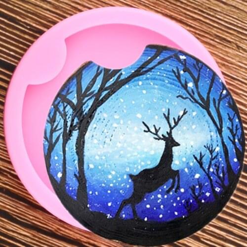 Geode Car Coaster Keychains Silicone Mould DIY Agate Key Chain Polymer Clay Jewelry Pendant Making Glitter Epoxy Resin Moulds