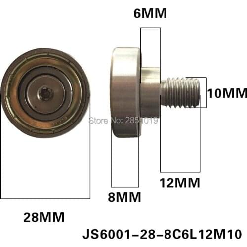 JS6001-28-8C6L12M10Free Shipping 10pcs 6001zz screw NTBG series Screw bearing pulley M10 stainless steel Cashbox pulley OD 28mm