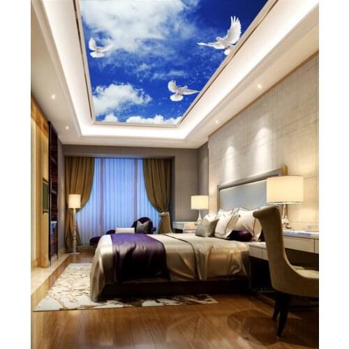 Beautiful blue sky and white clouds sky ceiling background wall 3d ceiling murals wallpaper