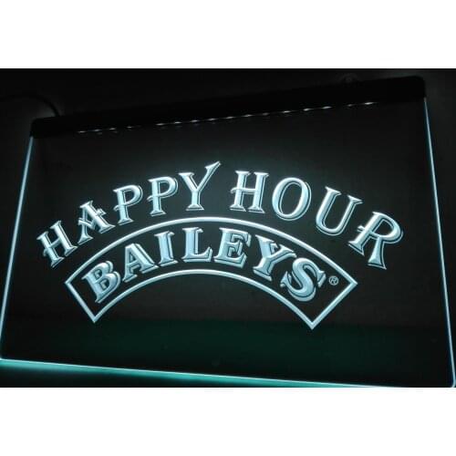 LA640- Baileys Happy Hour Bar LED Neon Light Sign home decor crafts