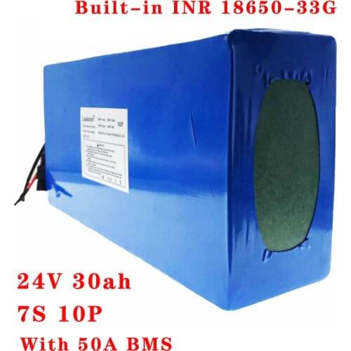 Laudation 24V 30ah Electric Bicycle Lithium Battery 29. 4V 7S 10P 18650 Pack For 250W 350W 500W Electric Motorcycle With 50A BMS