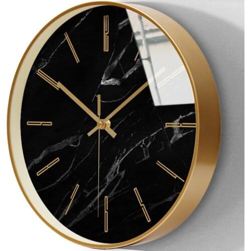 Marble Luxury Wall Clock Fashion Silent Nordic Gold Round Living Room Wall Clock Zegary Na Sciane Stylish Decor Clocks
