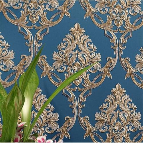 Beibehang European-style wallpaper atmospheric bedroom room warm living room 3d TV background non-woven large flower wallpaper