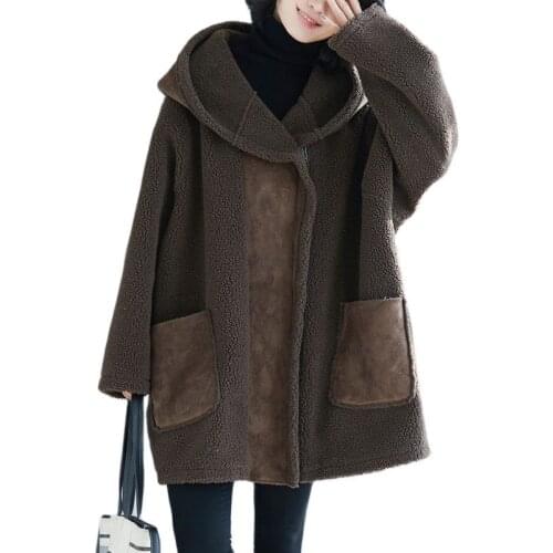 2020 BIG SIZE Autumn Winter Women Fashion Fleece Outwear Tops Female Plus Large Size Long Warm Thick Jacket Coat V1093