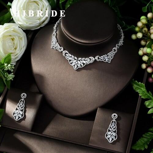 HIBRIDE Necklace Copper CZ New Arrival Charm Fascination Fashion Geometric Design for Women Girl Wedding Anniversary N-1006