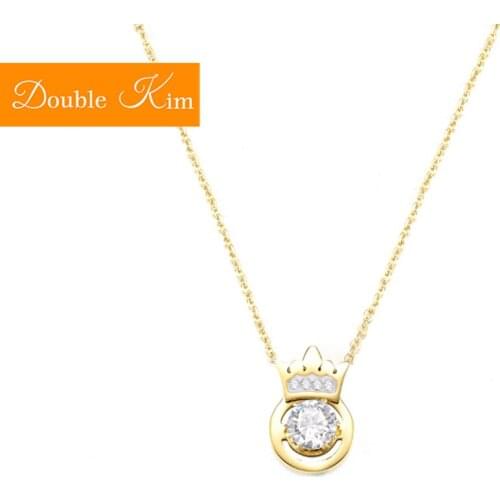 Crown Zircon Pendant Necklace Titanium Stainless steel Gold Chain Necklace Inlaid Zircon Fashion Trendy Women Jewelry Gift