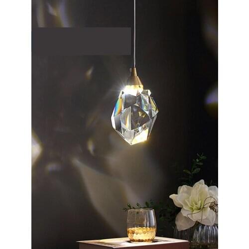 MOONSHADOW Pendant Lights Bedroom Led Full Brass Crystal Nordic Lamp Luminaire Suspension Decoration Salon Hanging Lamp 220V