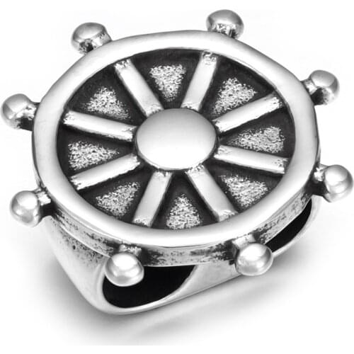 Stainless Steel Double Hole 6mm Rudder Beads Polished Slider Bead Accessories Slide Charms for DIY Bracelet Jewelry Making