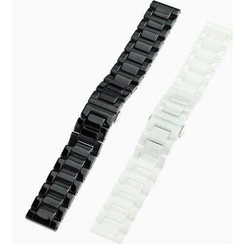 Black Ceramic Watchband Strap Adjustable Chain Bracelet Strap for Apple Samsung Galaxy Watch Accessories Sport watchbands Male