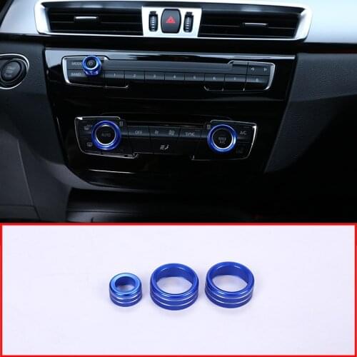3Pcs For BMW 1 2 3 4 Series F30 F34 F46 GT X1 F47 F48 13-17 Car Styling Air Conditioning Knobs Audio Circle Trim Alloy Accessory