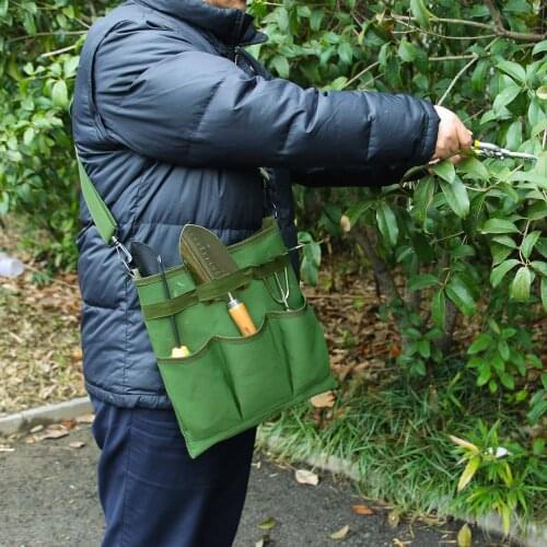 Garden Tool Bag Gardening Storage Shoulder Bag with 3 External Pockets High Capacity Interior Pocket Garden Tool Kit Holder Bag