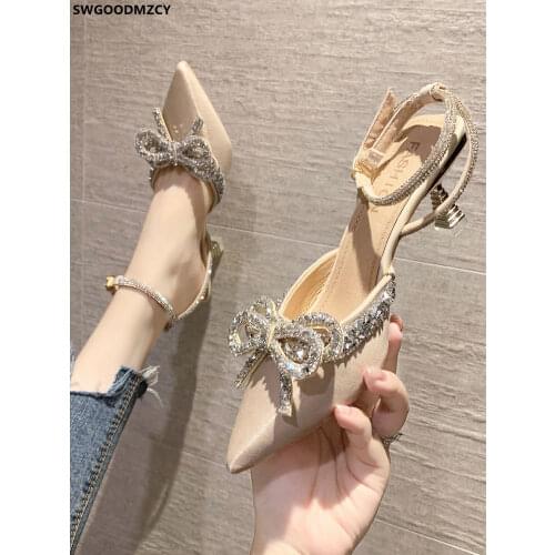 Sandals Women Summer 2021 Butterfly Knot High Heels Sandals Women Pumps Women Shoes Ladies Shoes and Sandals Crystal Chaussures