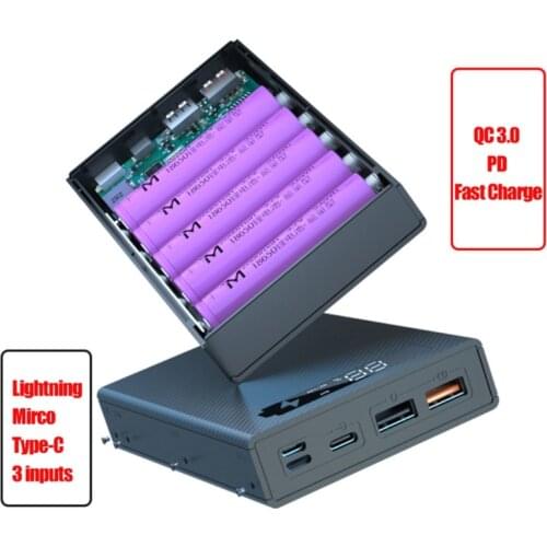 Detachable QC3.0 PD Quick Charge LCD Display DIY 5x18650 Battery Case Power Bank Shell without Battery Powerbank Protector E56B