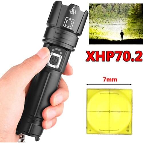 High Power XHP70.2 LED Flashlight Xlamp Aluminum Hunting 5 mode Waterproof Torch Light Powerful Lanterna Use 18650 26650 Battery