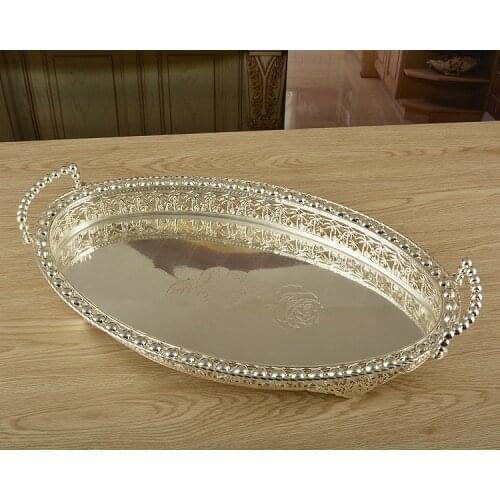 46*30cm large size silver plated metal fruit plates fruit trays decoration for wedding home decoration Serving Trays SG045
