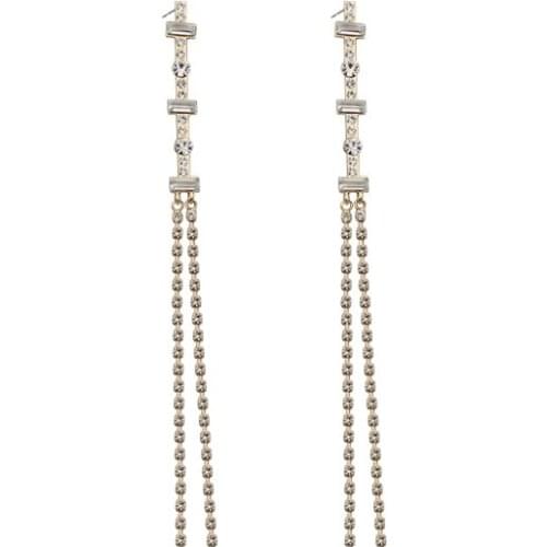 Temperament slim Bohemia crystal statement earrings for women girls jewelry gift alloy nickel free fj026