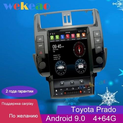 Wekeao Vertical Screen Tesla Style 13.6'' Android 9.0 Car Dvd Multimedia Player For Toyota Prado Radio Automotivo 2010-2013