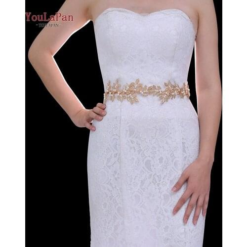 YouLaPan SH353 Golden Diamond Wedding Belts Formal Dress Belt Gold Metal Waist Belt Jeweled Belts for Bridesmaids Dresses Belt