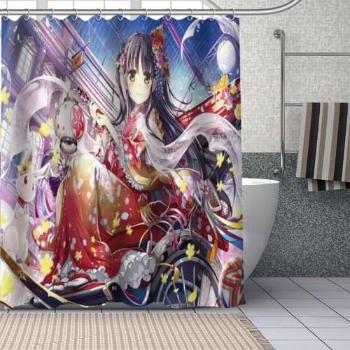 Anime Girl Shower Curtains Waterproof Fabric Bathroom Decoration Supply Washable Bath And Shower Curtain Custom