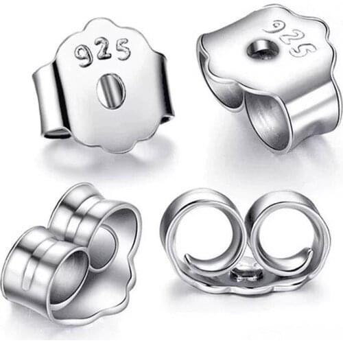 925 Sterling Silver Butterfly Earring Back Plug Earring Settings Base Ear Studs Back Metal Earback Earring Stopper for Findings