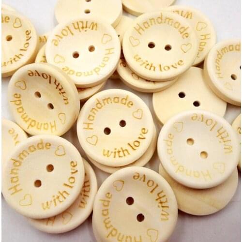 100bag 100Pcs/Bag 15mm/20mm/25mm 2 Holes Wooden Buttons Handmade Letter Love Scrapbooking For Wedding Decoration#202151