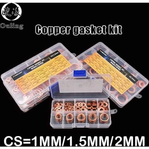 150PC 15Sizes M5 M6 M8 M9 M10 M12 M14 M16 M18 M20 T3 ORing Gasket Sealing Ring Copper Washer Boat Crush Washer Flat Ring Set Kit