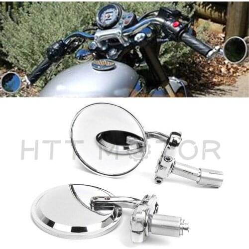 3" Round 7/8" 22 mm Handle Bar End Rear view Side Mirrors For Street Bikes Aftermarket Free Shipping Motorcycle Accessories