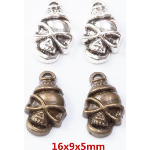 60 pieces of retro metal zinc alloy Skull pendant for DIY handmade jewelry necklace making 7155