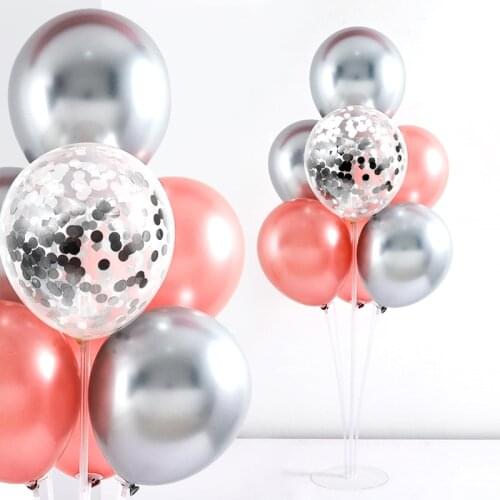 7Pcs Balloons+7Tube Balloon Stand Holder Set Wedding Christmas Birthday Party Decoration Supplies Kids Baby Shower Ballon Globos