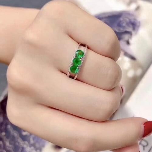 925 Sterling Silver Real Natural Emerald Rings Classic Fine Jewelry New Wedding Wholesale Gift 3*3mm