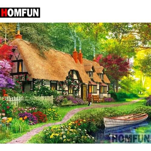 HOMFUN Full Square/Round Drill 5D DIY Diamond Painting "House landscape" Embroidery Cross Stitch 5D Home Decor Gift A17092