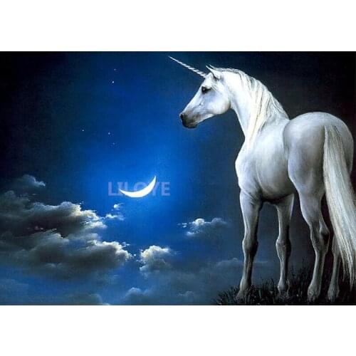 Square/Round Drill,5D DIY Diamond Painting Fantasy "Night Unicorn" Diamond Embroidery Cross Stitch Rhinestone Decoration TY291