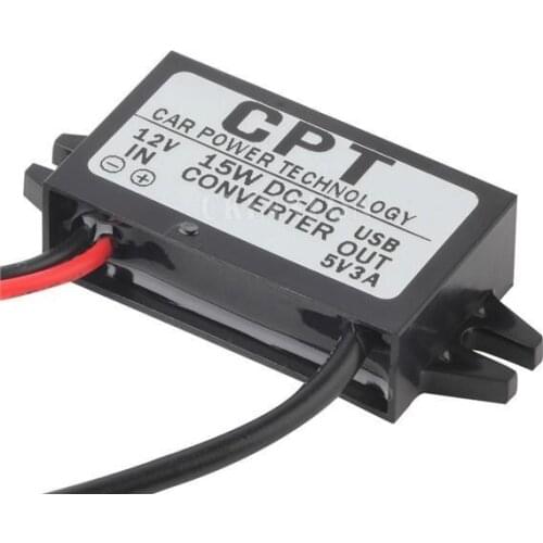 100Pcs/Lot CPT Car Charger DC Converter Module Adapter 12V To 5V 3A 15W Voltage with Dual USB Micro USB Cable for DVR CAR GPS