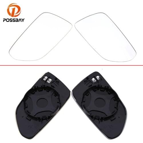 POSSBAY White Car Rearview Mirror Side Mirror Glass Heated for VW Polo/Derby/Vento-IND(Typ 9N3) 2005 2006 2007 2008 2009 2010