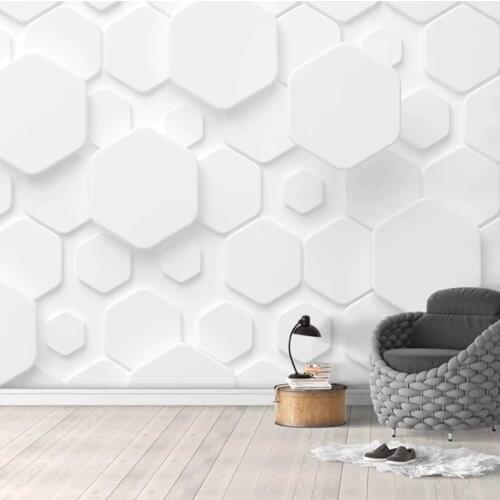 Solid White Geometric Figures Custom 3D Wall Mural Wall Cloth Living Room TV Home Decor Waterproof Wall Paper Papel De Parded 3D