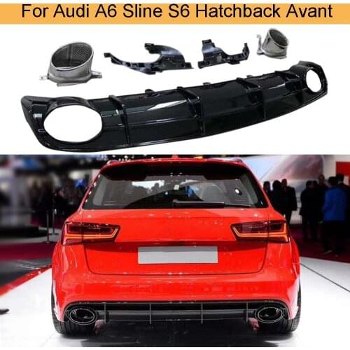 Gloss Black Car Rear Diffuser Lip Spoiler for Audi A6 Sline S6 Hatchback Avant Touring 2015-2018 Not RS6 Rear Bumper Diffuser