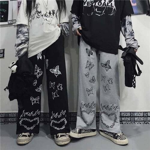 Women Pants Streetwear Diablo Gothic Oversize Wide Leg Trousers Casual Hip-Hop Korean Y2k Harajuku Femme Pantalon Vintage Pant