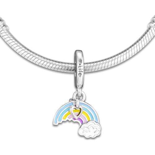 Fits for Pandora Bracelets Rainbow Of Love Charms with Mixed Enamel 100% 925 Sterling Silver Jewelry Beads Free Shipping