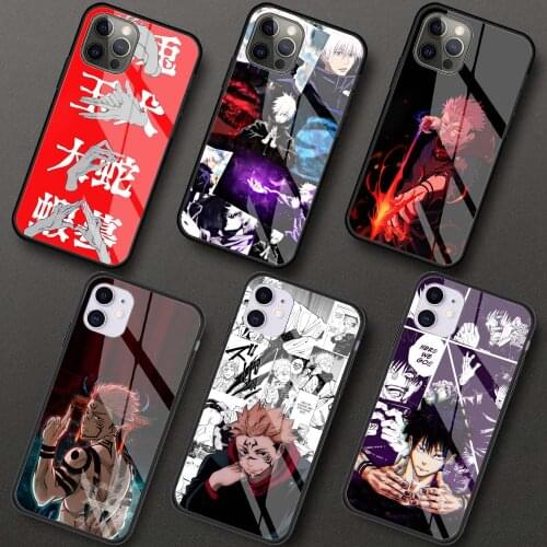 Jujutsu kaisen Tempered Glass Phone Case for iPhone 11 12 Pro Mini XR X 7 8 XS Max 6 6S Plus SE 2020 Mobile Phones Cover