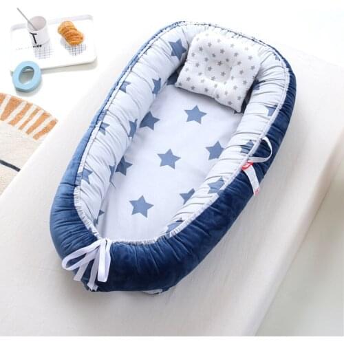 Baby Nest Bed with Pillow 85*50cm Portable Crib Travel Bed Infant Toddler Cotton Cradle for Newborn Baby Bed Bassinet Bumper