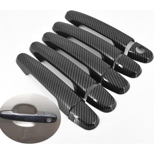For Toyota RAV4 RAV 4 2006 - 2013 Carbon Fiber Chrome Car Door Handle Covers Stickers Styling Accessories