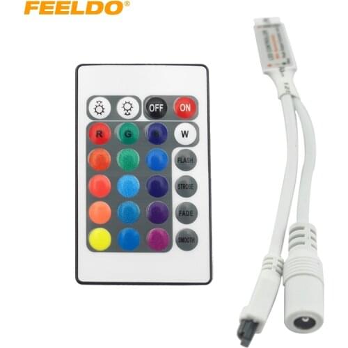 FEELDO 1Pc Car 5-24V 6A Mini RGB LED IR Wireless Controller with 24 Keys RGB Remote Control for LED Light Bar Lamp 24 Modes