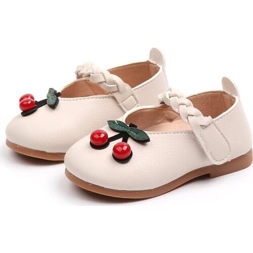 JGVIKOTO Spring Autumn Toddlers Baby Girls Shoes Cute Sweet Flats With Cherry Decoration Kids Casual Flats Soft Anti-slid 15-25