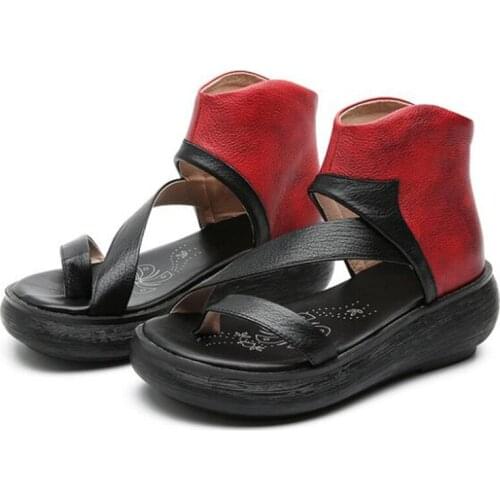 Best Sale 2020 New Spell Color Summer Flip Flop Sandals Womens Sandals Fashion Sweet Full Genuine Leather Sandals Beach Shoes